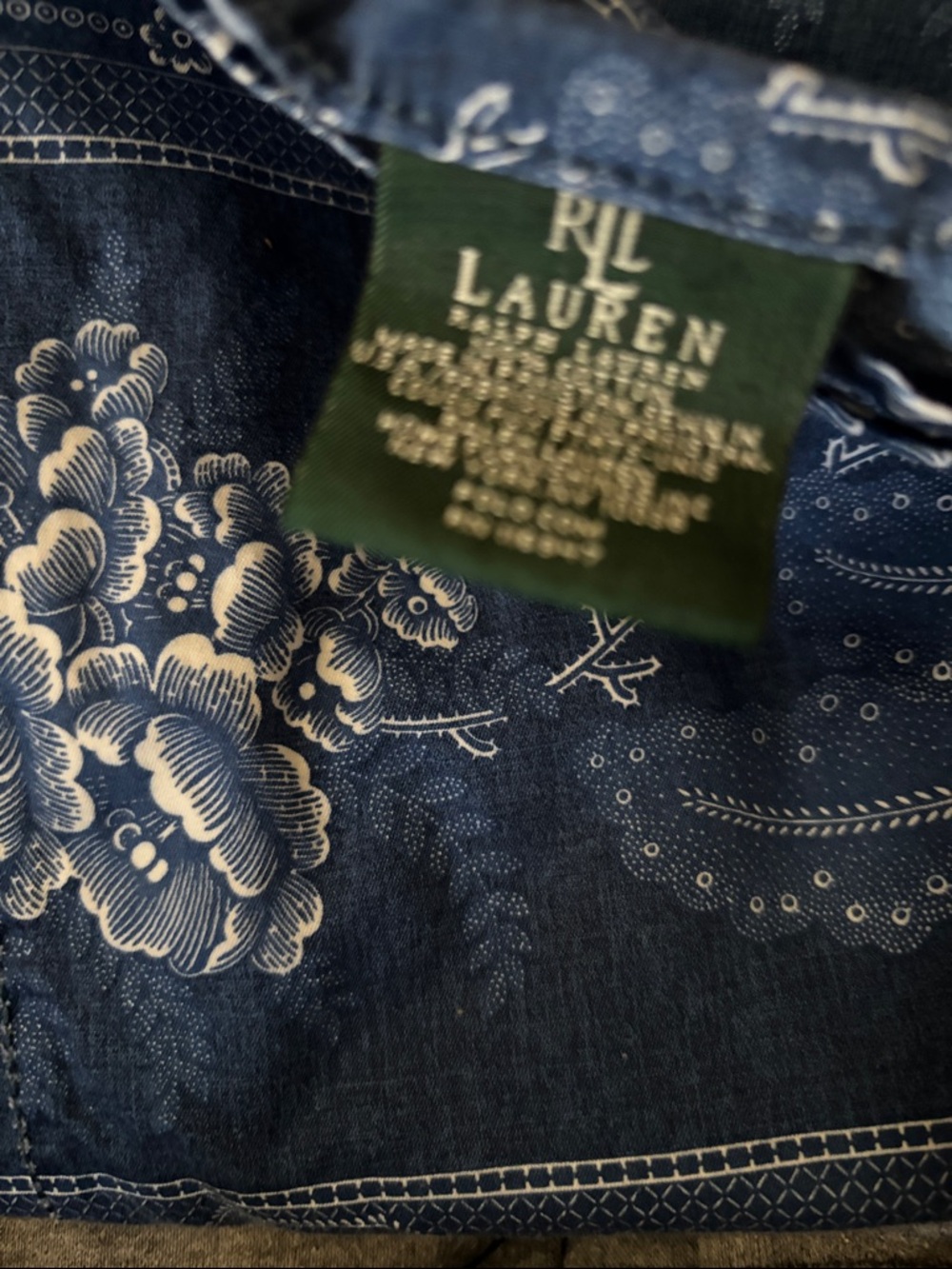 Polo by Ralph Lauren Navy Blue and White Floral Bandana Print Flat Sheet Full - Picture 2 of 3